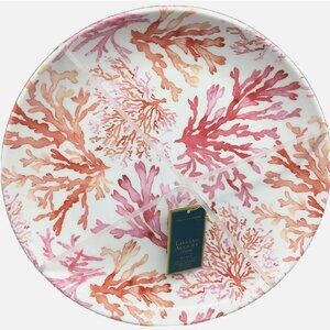4 Lillian August Pink Coral Reef Melamine Dinner Plates Ocean Watercolor Beach